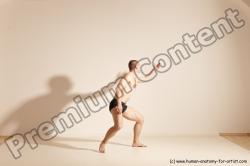 Underwear Gymnastic poses Man White Slim Bald Dancing Dynamic poses Academic